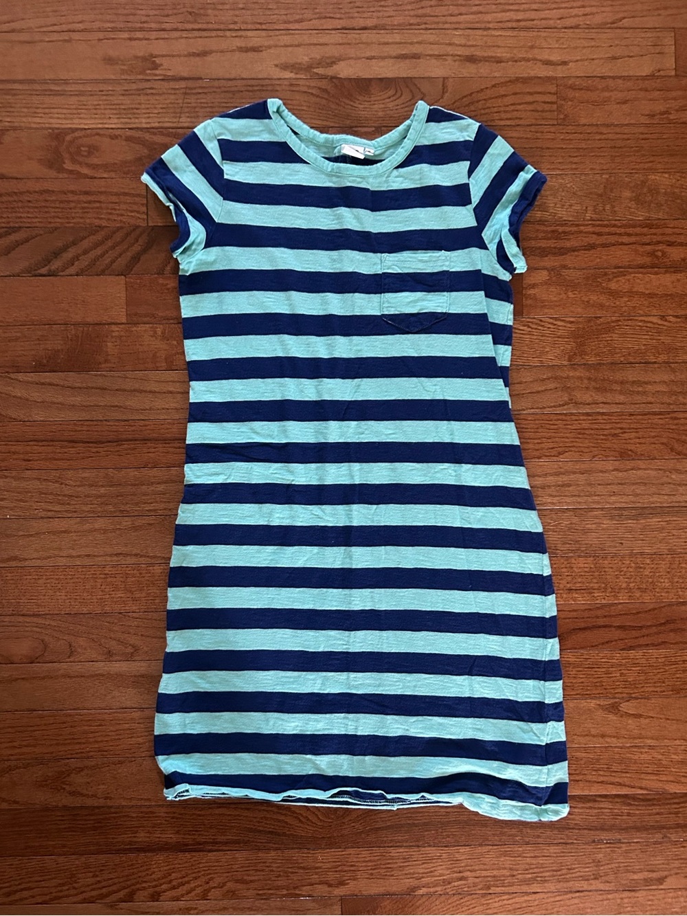 Gap Women’s Short Sleeve T-Shirt Dress Blue Striped Navy Turquoise - X-small